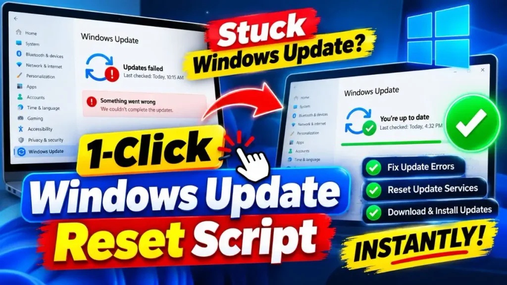 1-Click Windows Update Reset Script: Fix Stuck Updates Instantly